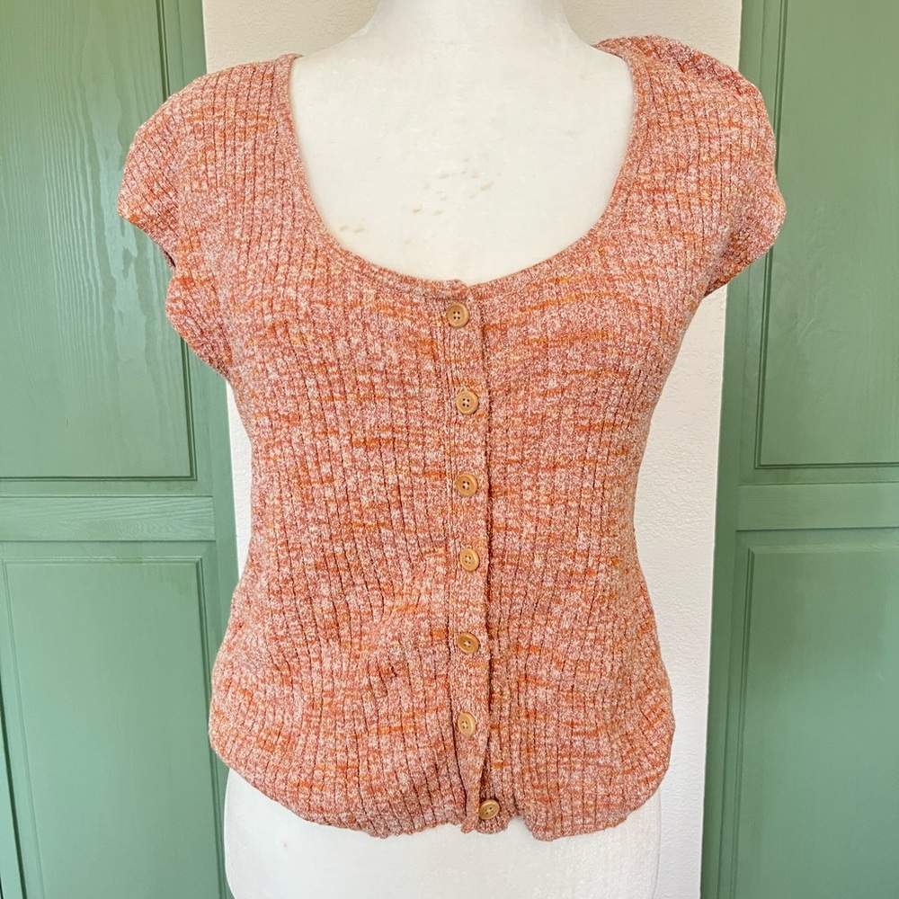 Madewell Marled Shaw Knit Button Front Tee